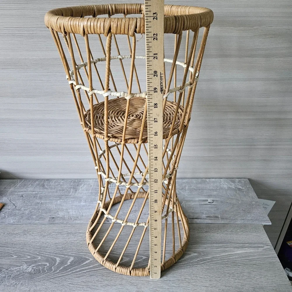 Vintage Rattan Wicker Plant Stand 23